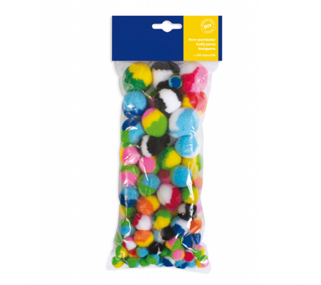 Pom-pon a strisce - 10-35 mm - colori assortiti - busta 100 pezzi - Deco - 12613 - 8004957126136 - DMwebShop