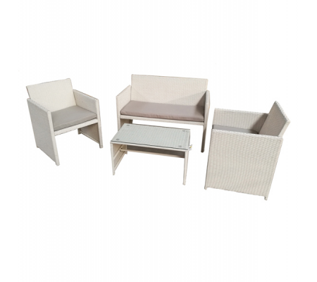 Salotto Valencia - bianco-grigio - set 4 elementi - Garden Friend - S1383023 - DMwebShop