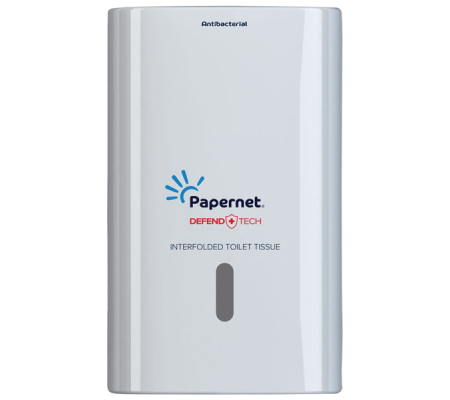 Dispenser antibatterico Defend Tech - per carta igienica interfogliata - Papernet - 416147 - 089024929561475 - DMwebShop