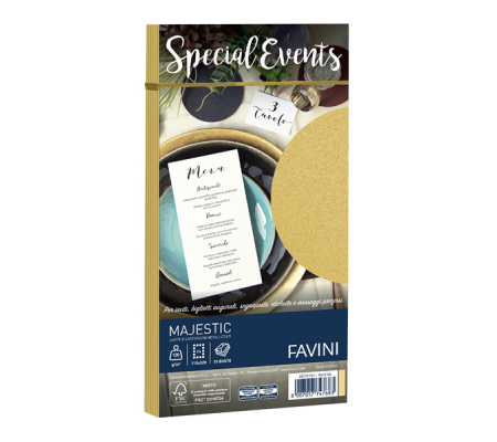 Busta Special Events metal oro - 110 x 220 mm - 120 gr - conf. 10 buste - Favini - A57H154 - 8007057747683 - DMwebShop