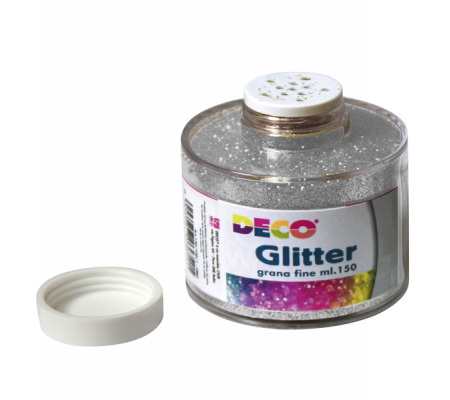 Barattolo Glitter - grana fine - 150 ml - argento - Deco - 130/100/2 - 8004957048032 - DMwebShop