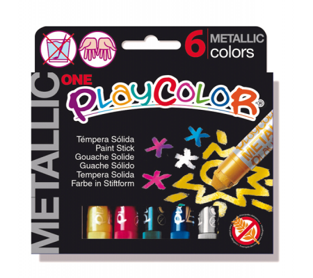 Tempera solida in stick Playcolor - 10 gr - colori assortiti - astuccio 6 stick metal - Instant - 10321 - 8414213103212 - DMwebShop