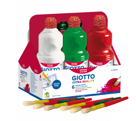 Schoolpack 6 flaconi tempera pronta - 1 lt - colori assortiti - Giotto - 53460000 - 8000825041327 - DMwebShop