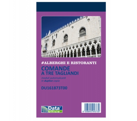 Blocco comande a 3 tagliandi - 25-25 fogli copie autoricopianti - 16,8 x 10 cm - conf. 10 pezzi - Data Ufficio - DU161873T00 - 8008842585039 - DMwebShop