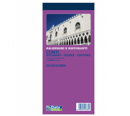 Blocco conti ristoranti-pizzerie-trattorie - 50 copie - 21,5 x 10 cm - Data Ufficio - DU1621C0000 - 8008842585091 - DMwebShop