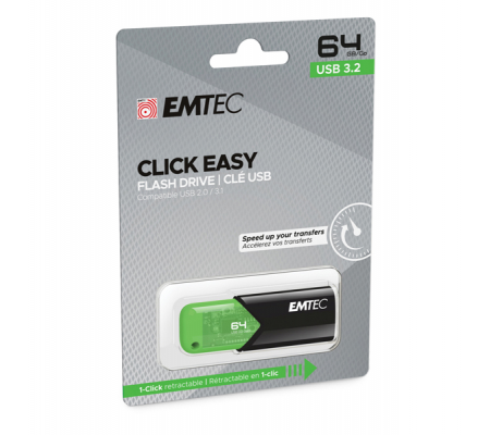 Memoria USB B110 USB 3.2 ClickeEasy - verde - 64 Gb - Emtec - ECMMD64GB113 - 3126170173157 - DMwebShop