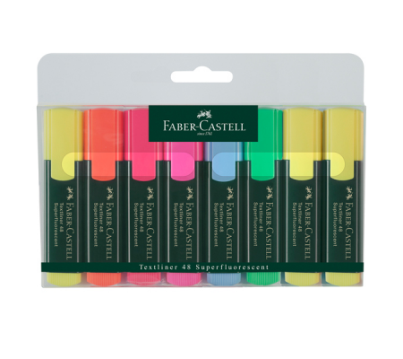 Evidenziatore Textliner 48 - punta a scalpello - tratto 1 - 3 - 5 mm - astuccio 8 colori - Faber Castell - 154862 - 4005402548637 - DMwebShop