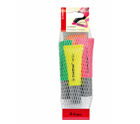 Evidenziatore Neon - punta a scalpello - tratto 2 - 5 mm - astuccio 4 pezzi - Stabilo - 72/4-1 - 4006381401326 - DMwebShop