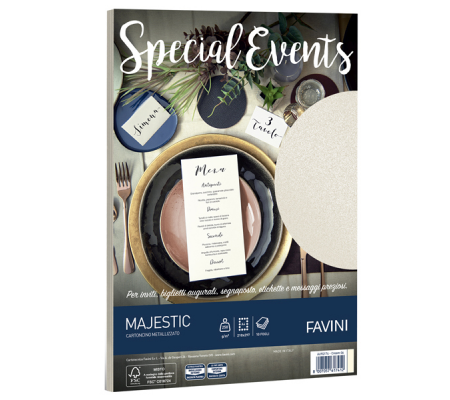 Carta metallizzata Special Events - A4 - 250 gr - crema - conf. 10 fogli - Favini - A69Q174 - 8007057617412 - DMwebShop