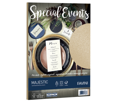 Carta metallizzata Special Events - A4 - 250 gr - sabbia - conf. 10 fogli - Favini - A69N174 - 8007057617863 - DMwebShop