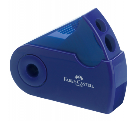 Temperamatite Sleeve con contenitore - 2 fori - con serbatoio - 70 x 34 x 20 mm - rosso e blu assortiti - Faber Castell - 182701 - 6933256608048 - DMwebShop