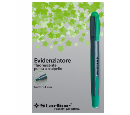 Evidenziatore a penna - punta scalpello - tratto 1 - 4 mm - verde - Starline - STL1639. - 8025133019929 - DMwebShop