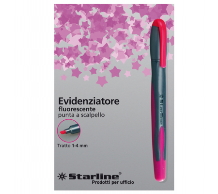 Evidenziatore a penna - punta scalpello - tratto 1 - 4 mm - fucsia - Starline - STL1640. - 8025133019950 - DMwebShop