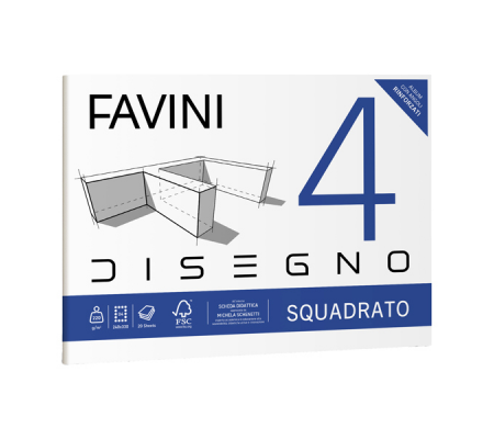 Album conf. 5 pezzi - Favini 4 - 24 x 33 cm - 220 gr - 20 fogli - liscio squadrato - A167504 - 8007057333114 - DMwebShop