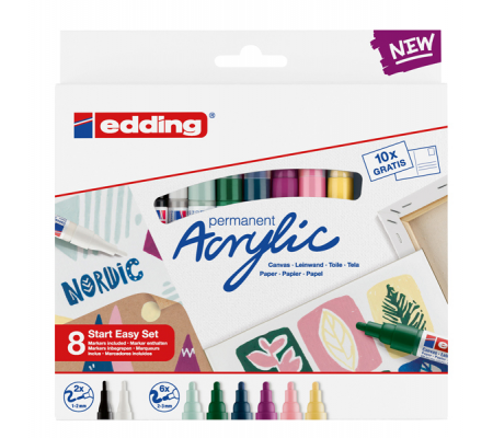 Marcatore permanente acrilico Start Easy Set Nordic - colori assortiti - conf. 8 pezzi - Edding - 4-SES8N - 4057305031020 - DMwebShop