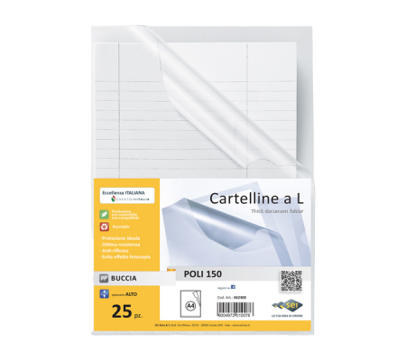 Cartelline a L Poli 150 PPL buccia - 21 x 29,7 cm - trasparente - conf. 25 pezzi - Sei Rota - 662300 - 8004972010076 - DMwebShop