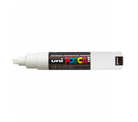 Marcatore a base d'acqua Uni Posca PC8K - punta large a scalpello - 8 mm - bianco - Uni Mitsubishi - M PC8K BI - 4902778916599 - DMwebShop