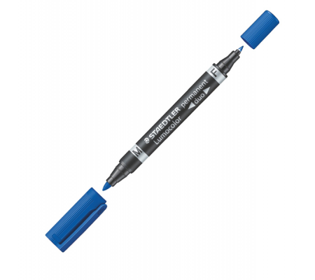 Pennarello Lumocolor Permanent Duo 348 punta feltro - punta 0,6 mm e 1,5 mm - blu - Staedtler - 348-3 - 4007817348017 - DMwebShop