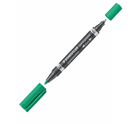 Pennarello Lumocolor Permanent Duo 348 punta feltro - punta 0,6 mm e 1,5 mm - verde - Staedtler - 348-5 - 4007817348024 - DMwebShop