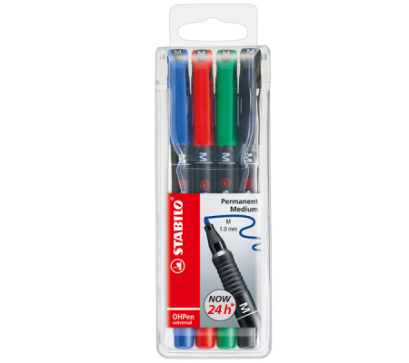 Pennarelli OHPen universal permanente 843 - punta media 1 mm - astuccio 4 colori - Stabilo - 843/4 - 4006381114868 - DMwebShop