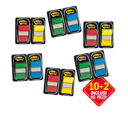 Segnapagina Index Medium - 4 colori classici - Value pack 10+2 (dispenser da 50 segnapagina ciascuno) - Post-it - 7000081628 - 4001895956409 - DMwebShop