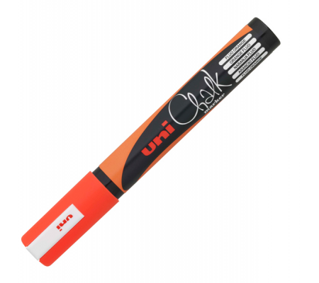 Marcatore a gesso liquido Uni Chalk Marker - punta tonda - 1,8 - 2,5 mm - arancio fluo - Uni Mitsubishi - M PWE5M ACF - 4902778140031 - DMwebShop