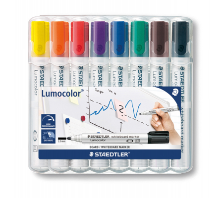 Marcatore cancellabile Lumocolor whiteboard 351 - tratto 2 mm - astuccio 8 pezzi - Staedtler - 351WP8 - 4007817186244 - DMwebShop