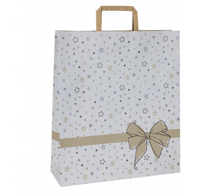 Shoppers con maniglie piattina carta - 36 x 12 x 41 cm - fantasia stellata - bianco - conf. 25 pezzi - Mainetti Bags - 086939 - 8029307086939 - DMwebShop