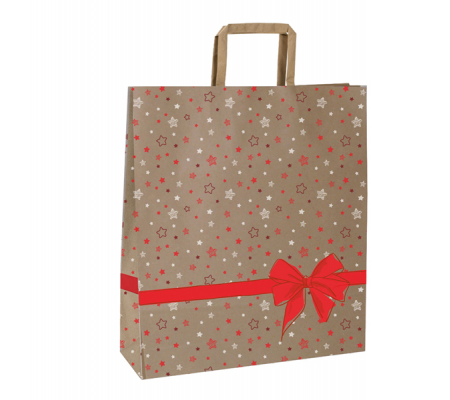 Shoppers con maniglia piattina carta - 26 x 11 x 34,5 cm - fantasia stellata - rosso - conf. 25 pezzi - Mainetti Bags - 087097 - DMwebShop