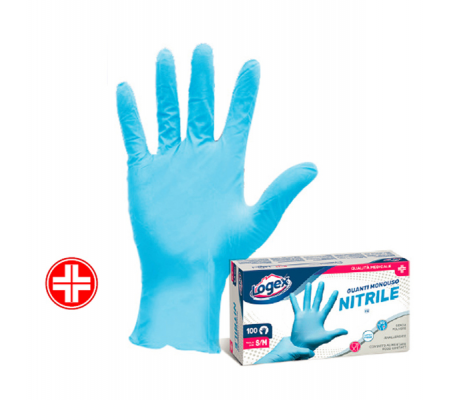 Guanti in nitrile non talcato - per uso medicale - taglia XL - azzurro - scatola 100 pezzi - Logex Professional - 3476LXXL - 8003350551095 - DMwebShop