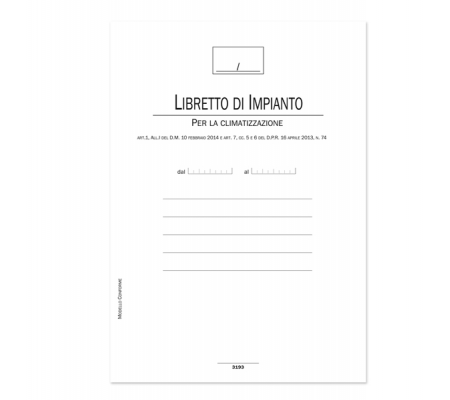 Libretto impianti climatizzazione - 44 pagine - Data Ufficio - DU319300000 - 8008842567967 - DMwebShop