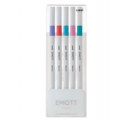 Fineliner Emott - tratto 0,4 mm - colori assortiti candy pop - conf. 5 pezzi - Uni Mitsubishi - M PEM-SY 5C 5 - 4902778248324 - DMwebShop