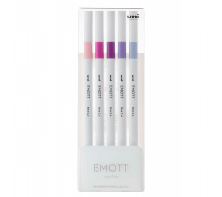 Fineliner Emott - tratto 0,4 mm - colori assortiti floral - conf. 5 pezzi - Uni Mitsubishi - M PEM-SY 5C 7 - 4902778248348 - DMwebShop