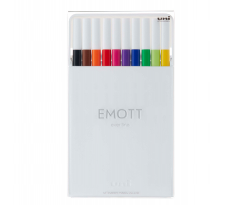 Fineliner Emott - tratto 0,4 mm - colori assortiti standard - conf. 10 pezzi - Uni Mitsubishi - M PEM-SY 10C 1 - 4902778248362 - DMwebShop