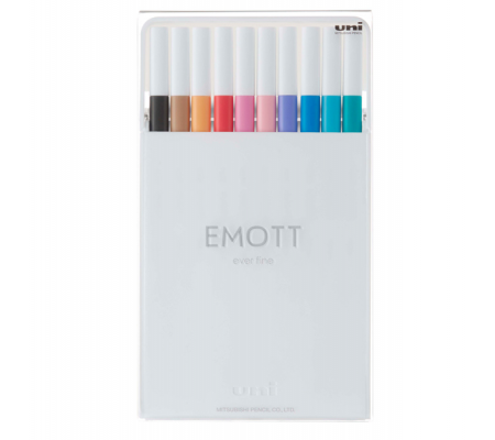 Fineliner Emott - tratto 0,4 mm - colori assortiti soft pastel - conf. 10 pezzi - Uni Mitsubishi - M PEM-SY 10C 2 - 4902778248379 - DMwebShop