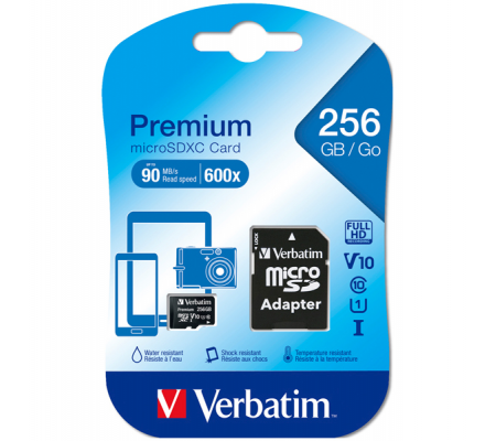 Micro SDXC - con adattatore - 256 Gb - Verbatim - 44087 - 023942440871 - DMwebShop