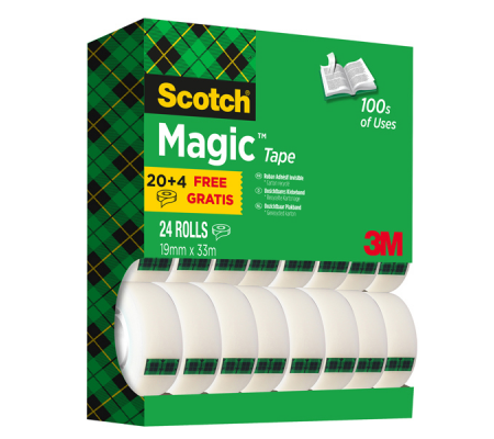 Nastro adesivo Magic 810 - permanente - 19 mm x 33 mt - trasparente - Scotch - Promo Pack 20+4 nastri - 3M - 7100138956 - 5902658105722 - DMwebShop