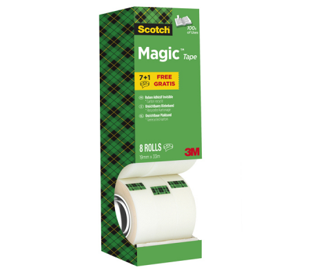 Nastro adesivo Magic 810 - permanente - 19 mm x 33 mt - trasparente - Value Pack 7+1 rotoli - Scotch - 7100026960 - 4046719205936 - DMwebShop