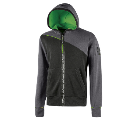 Felpa Jupiter - con cappuccio - taglia XXL - grigio-verde - U-power - EY212AG-XXL - 8033546464076 - DMwebShop