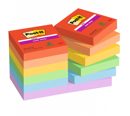 Blocco Post it Super Sticky 622-12SS-PLAY - 47,6 x 47,6 mm - colori Playful - 90 fogli - conf. 12 pezzi - Post-it - 7100290166 - 4064035065713 - DMwebShop