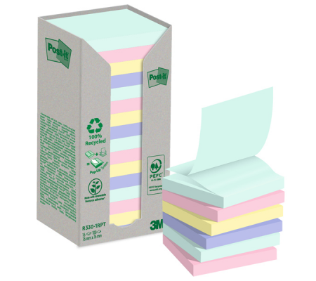 Blocco Post it Z-Notes Green R330-1RPT - 76 x 76 mm - colori pastello - 100 fogli - conf. 16 pezzi - Post-it - 7100259446 - 04054596926738 - DMwebShop