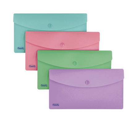 Buste con bottone - PPL - 9,9 x 21 cm - colori assortiti Pastel - conf. 5 pezzi - Favorit - 400151719 - 3045050459542 - DMwebShop