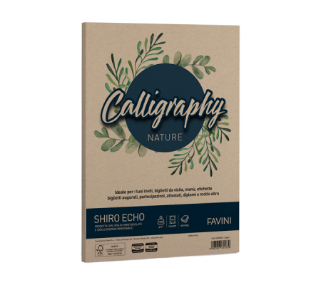 Carta Calligraphy Nature Shiro Eco - A4 - 120 gr - legno - conf. 50 fogli - Favini - A69N904 - 8007057615739 - DMwebShop