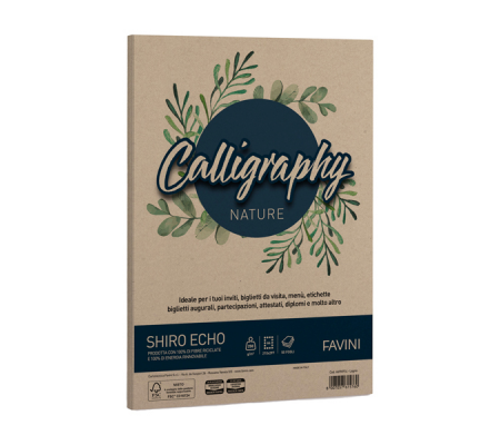 Carta Calligraphy Nature Shiro Eco - A4 - 250 gr - legno - conf. 50 fogli - Favini - A69N914 - 8007057615760 - DMwebShop