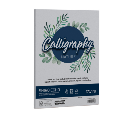 Carta Calligraphy Nature Shiro Eco - A4 - 250 gr - cenere - conf. 50 fogli - Favini - A69U914 - 8007057615777 - DMwebShop