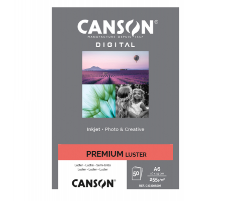 Carta Inkjet Premium - 10 x 15 cm - 255 gr - 50 fogli - lucida - Canson - C33300S009 - 3148950065735 - DMwebShop