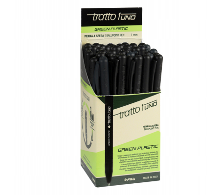 Penna sfera Uno Green - punta media 1 mm - nero - conf. 50 pezzi - Tratto - F838303 - 8000825044038 - DMwebShop