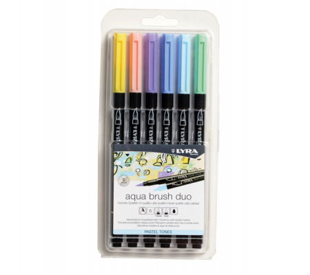 Pennarello Aqua Brush Duo - colori pastel - conf. 6 pezzi - Lyra - L6521061 - 4084900610190 - DMwebShop