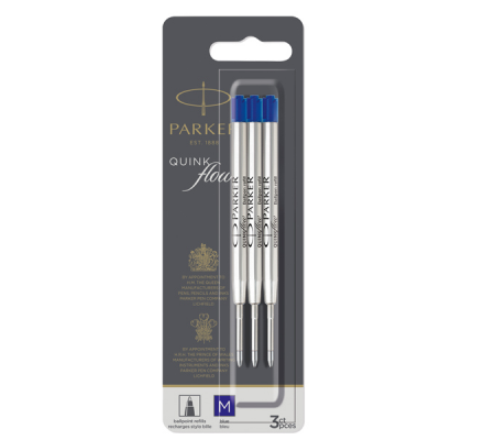 Refill sfera Quinkflow - punta media - blu - blister 3 pezzi - Parker - 2119152 - 3026981191527 - DMwebShop