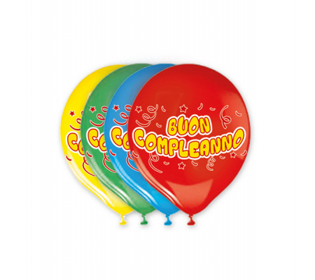 Palloncini in lattice - Ø 30 cm - con stampa 'Buon Compleanno' - busta 20 pezzi - Big Party - 72222. - DMwebShop